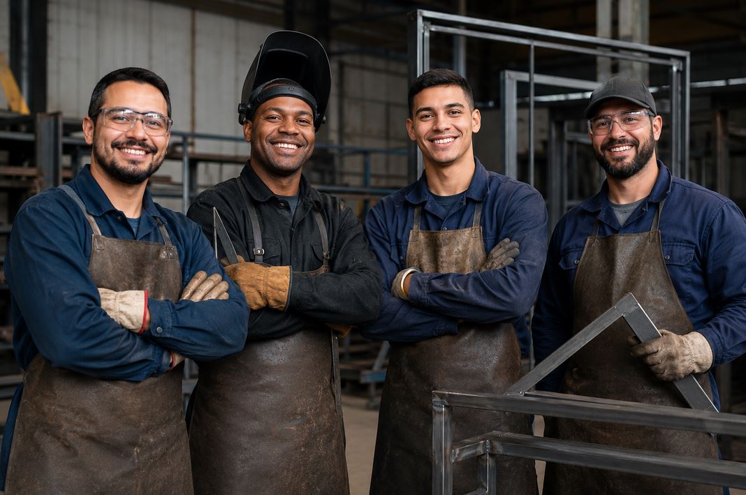 Equipe de serralheria pronta para atender